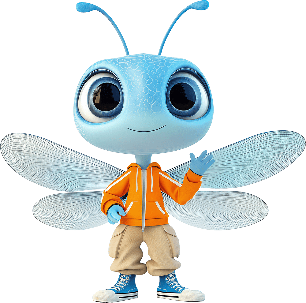 Dragonfly animated character.