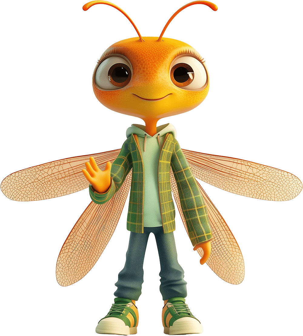 Dragonfly animated character.