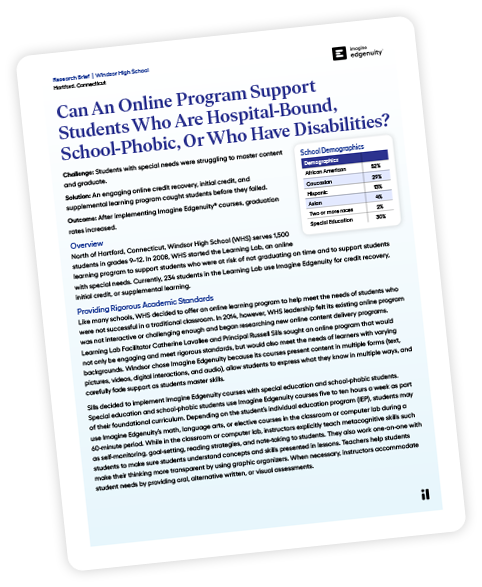 Cover page of an Imagine Edgenuity research brief. 