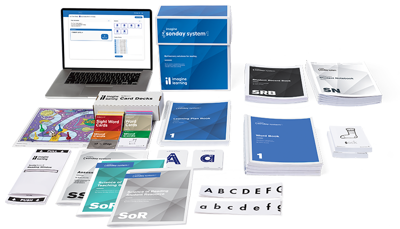 A laptop and tablet displaying Imagine MyPath product screens