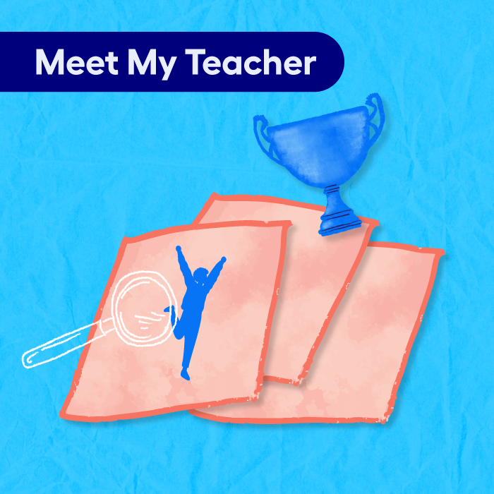 Image of papers with silhouette on them accompanied by a magnifying glass and trophy