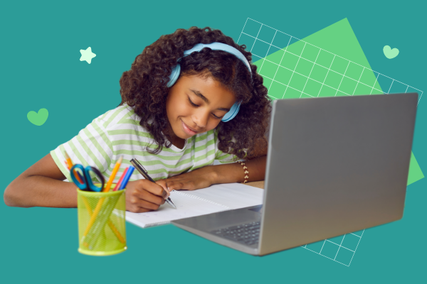 Student working on a laptop.