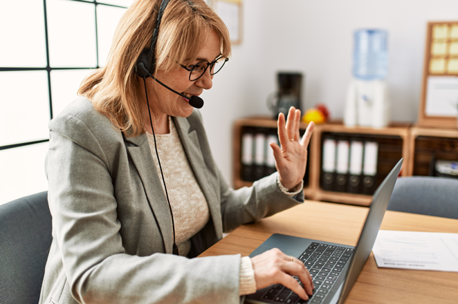 Virtual instructor on laptop.